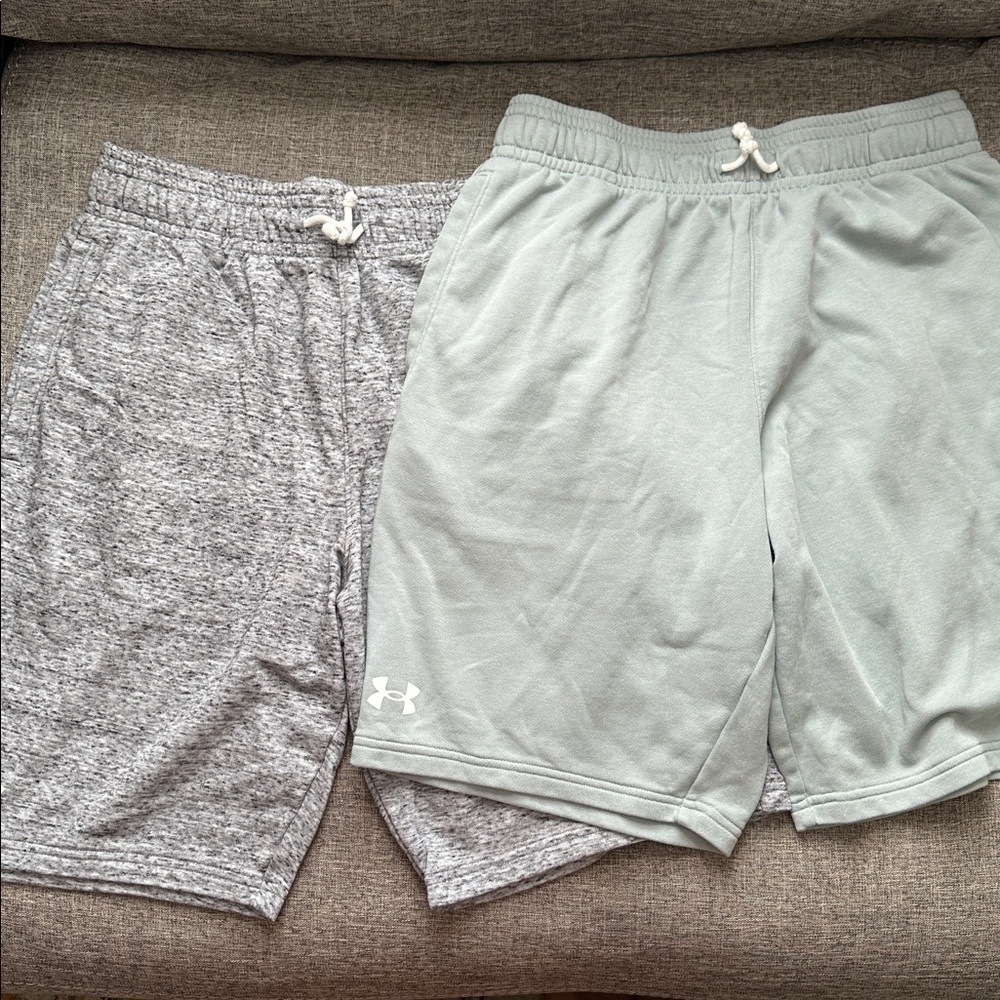 Under Armour Heather Gray and Mint Shorts Duo